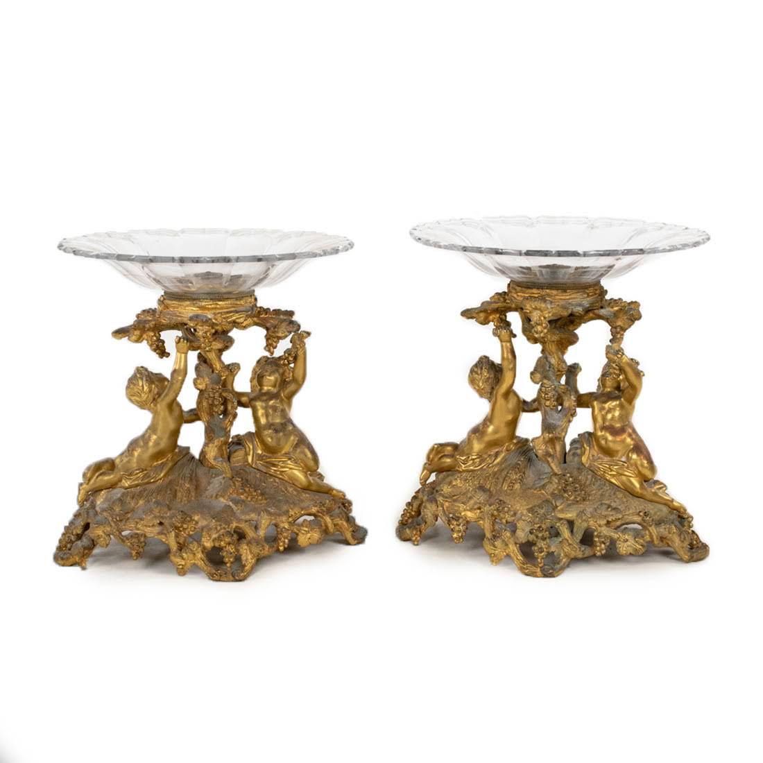 Gilt French Rococo Bacchanal Pedestal Compote Bowls (1 of 12)