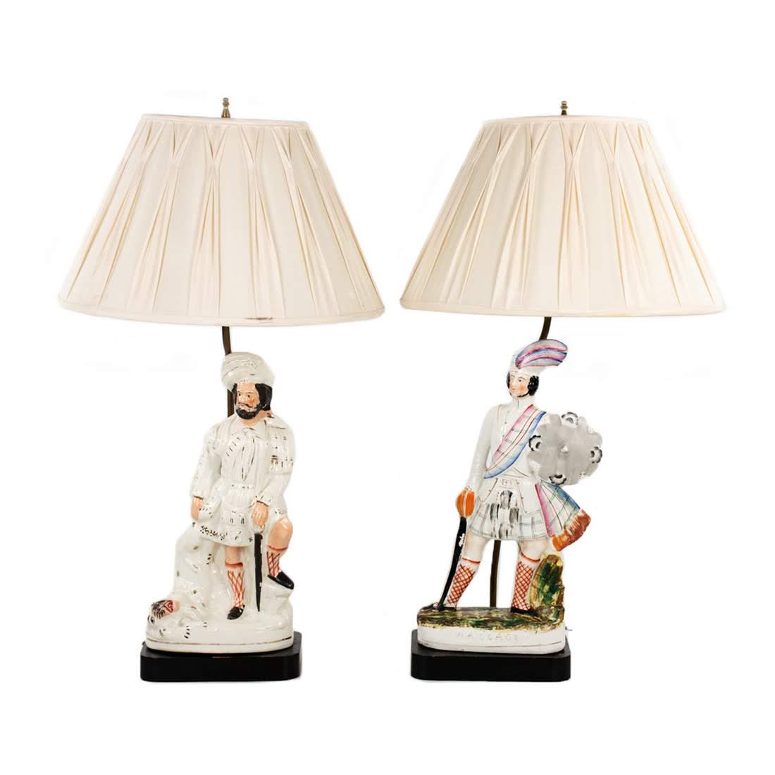 Pair Victorian Dresden Style Porcelain Figural Lamps (1 of 12)