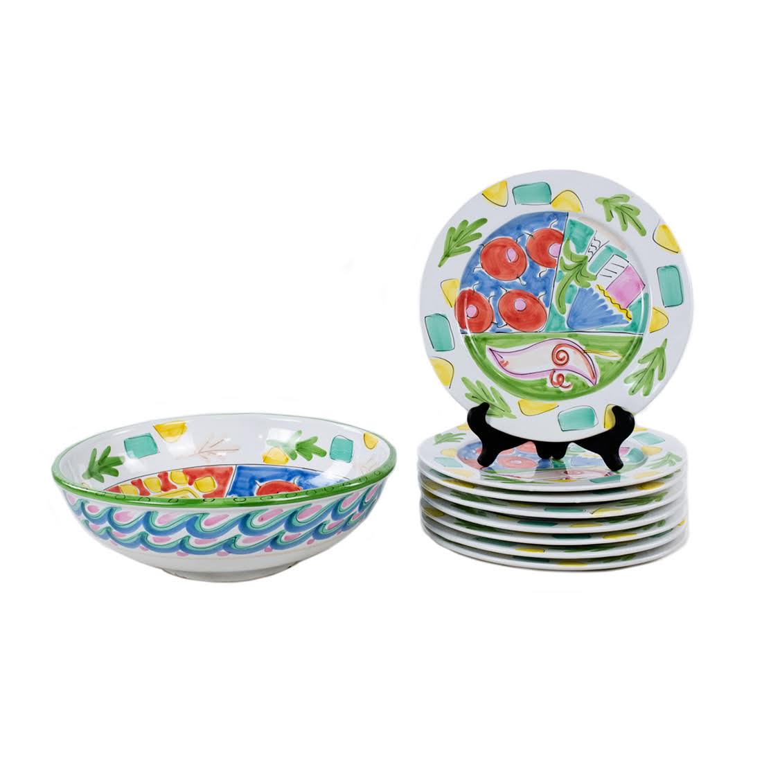 PresenTense Hand Painted Ceramic Bowl / Plate Set (1 of 15)