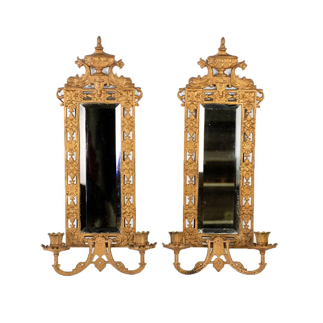 Pair Bradley & Hubbard Antique Brass Dauphin Mirrors (1 of 11)
