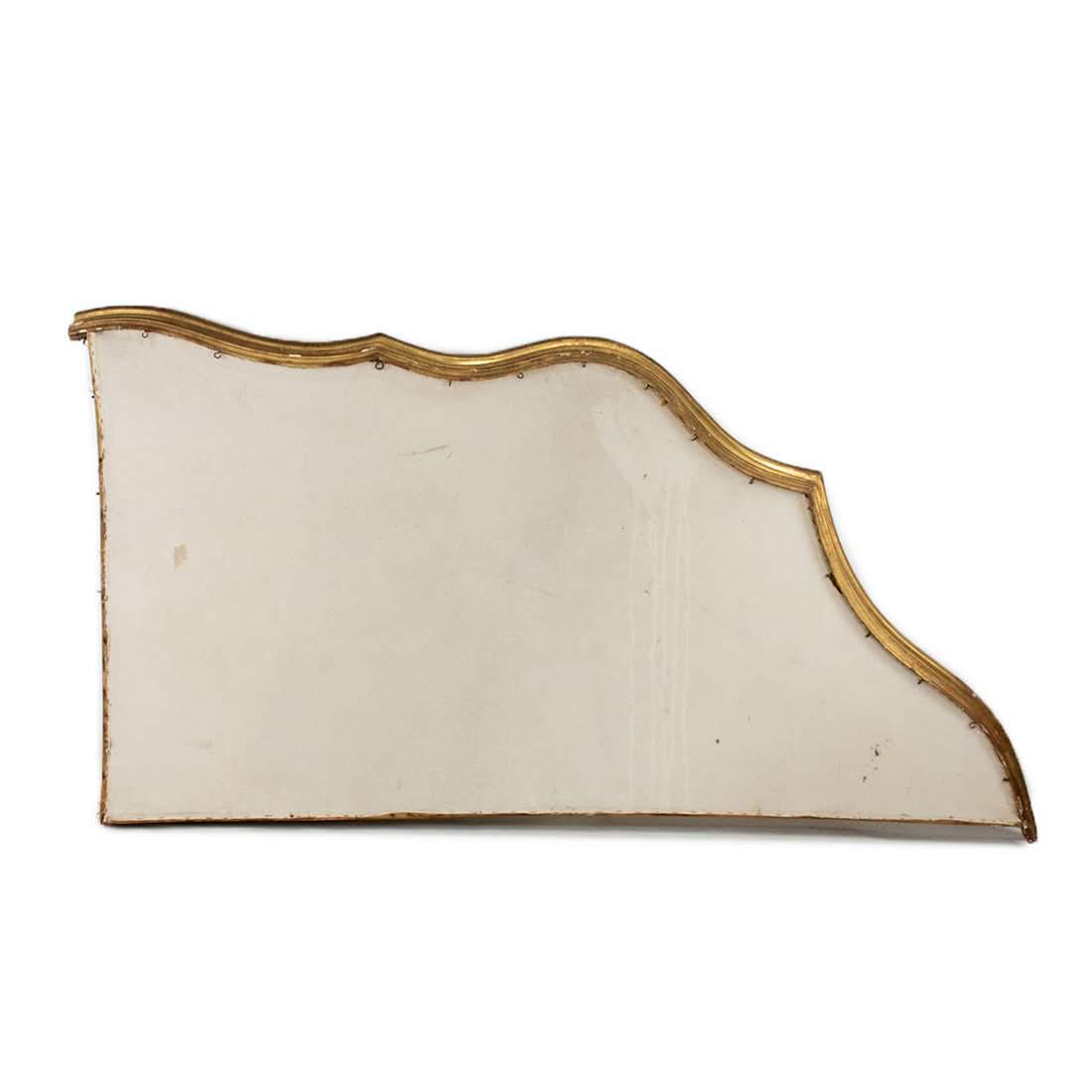 Antique Rococo Bed Canopy Frame: Antique Rococo style bed canopy frame. Made with gilt wood and canvas. Hooks for drapery intact. Measures 7" x 77" x 39".