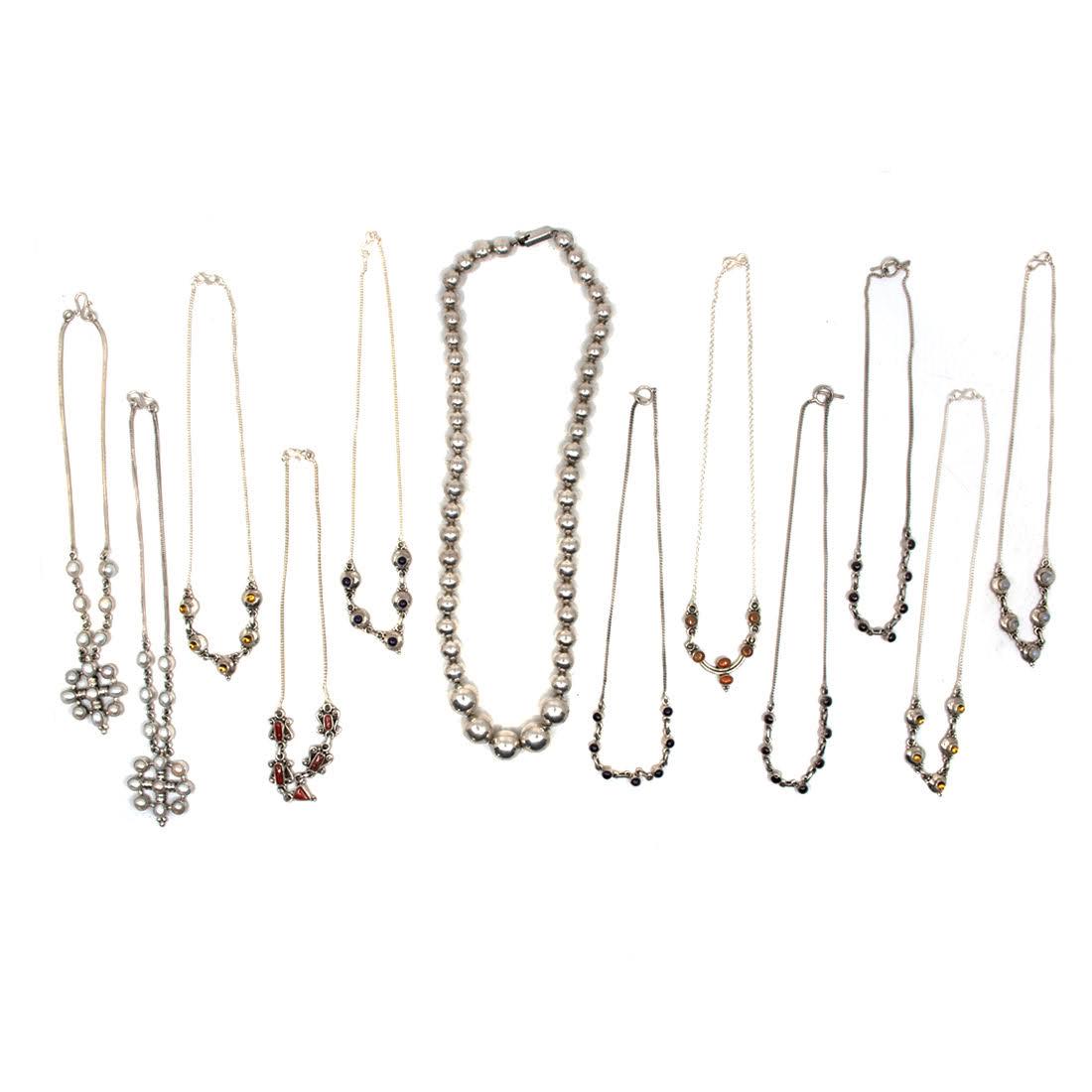 Nine Sterling Silver Semi Precious Pearl Pendants (1 of 8)