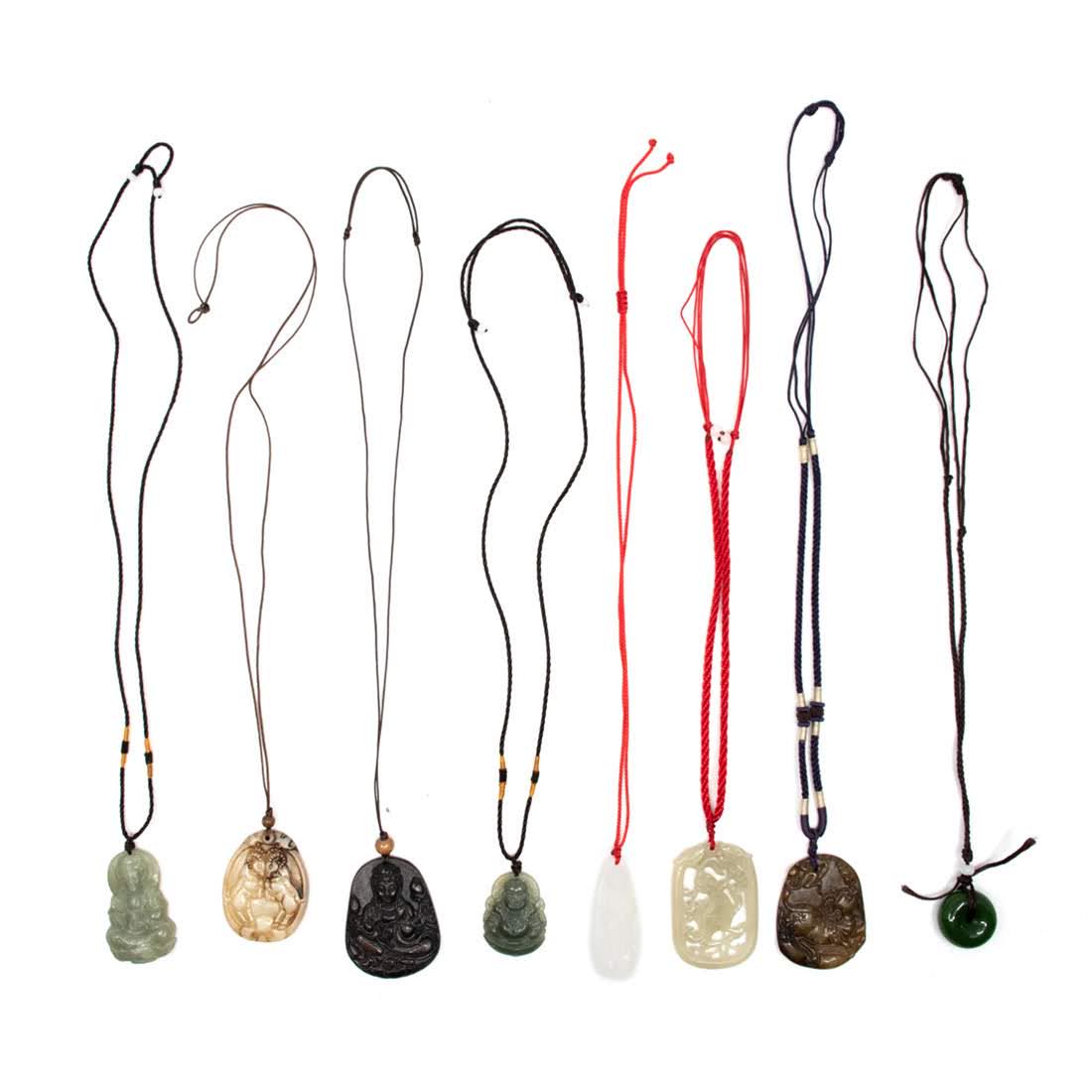 Group of Eight Jade Buddha and Chinese Quartz Stone (1 of 4)