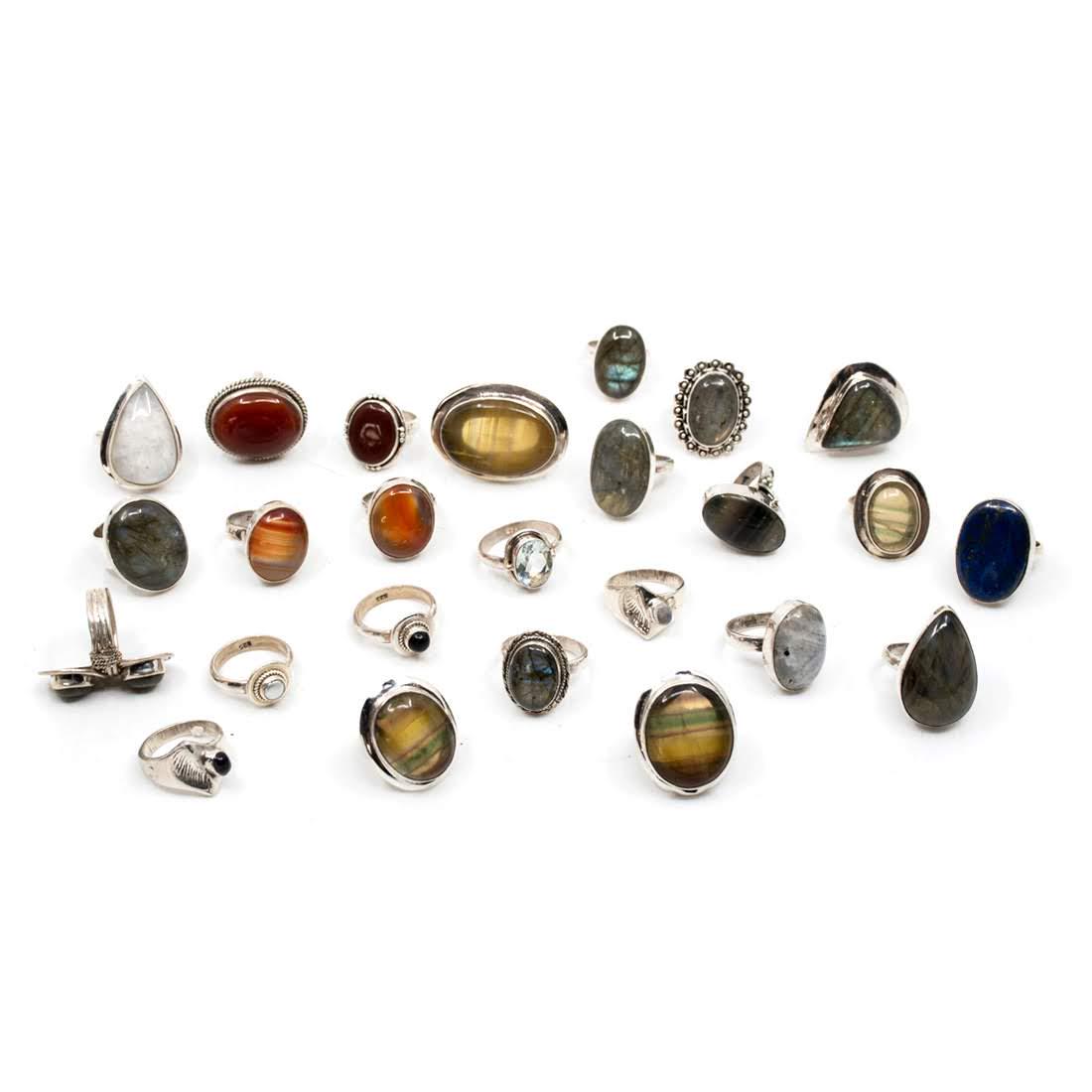 25 Semi Precious Stone Sterling Silver Rings (1 of 6)