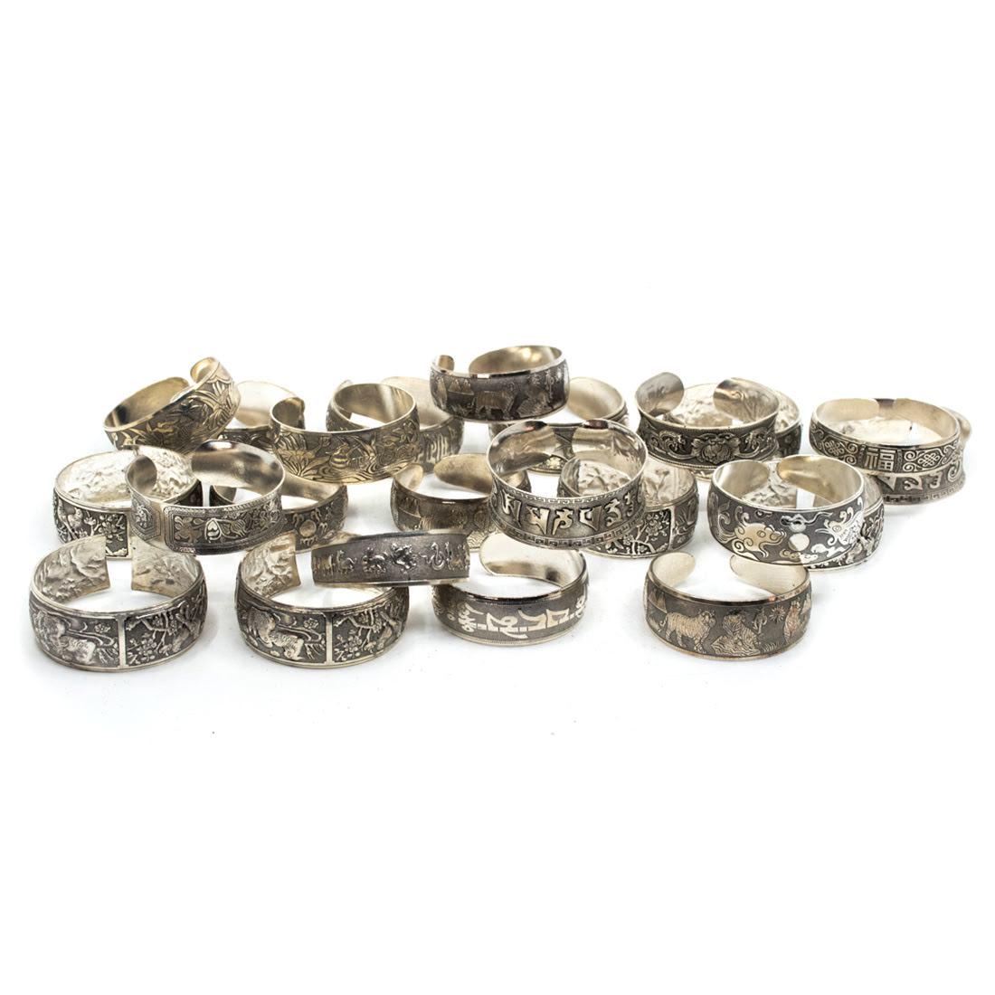 22 Chinese Wen Yin Silver Plate Bangle Bracelets (1 of 12)