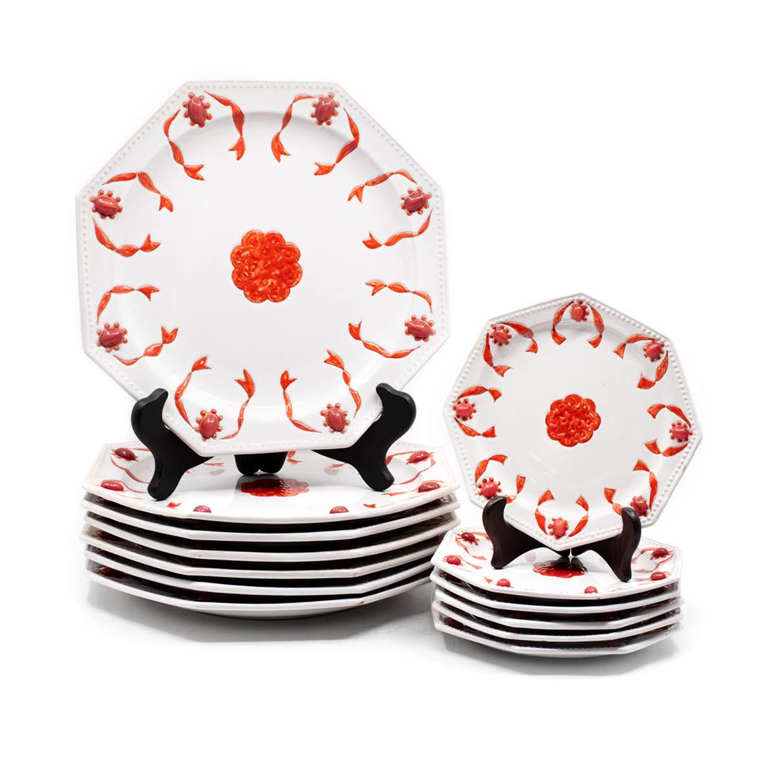 Carole Stupell Italy Red and White Dishset Set of 13 (1 of 10)