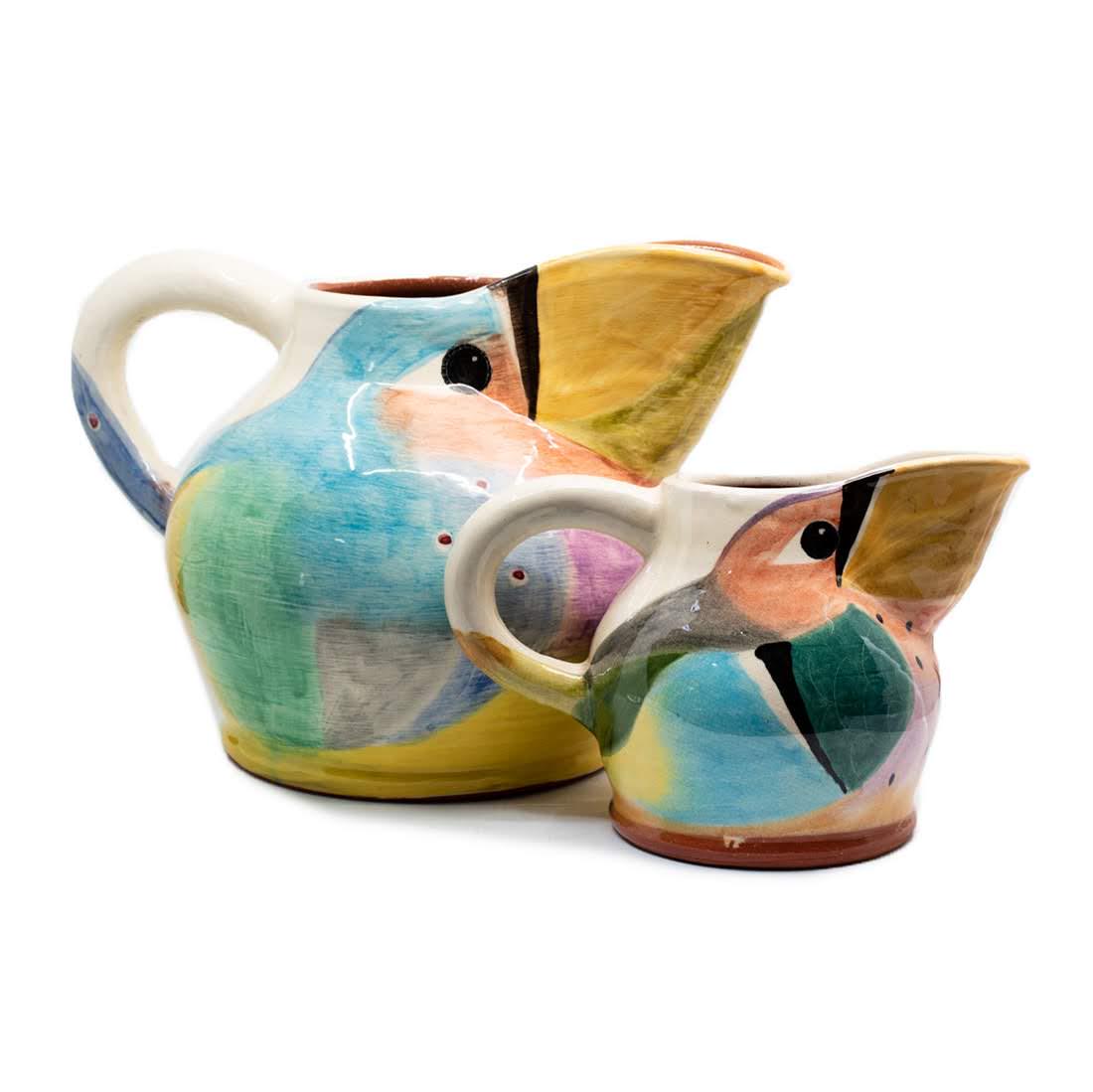 Pair of Italian Toucan Glazed Ceramic Watering Pitchers (1 of 13)