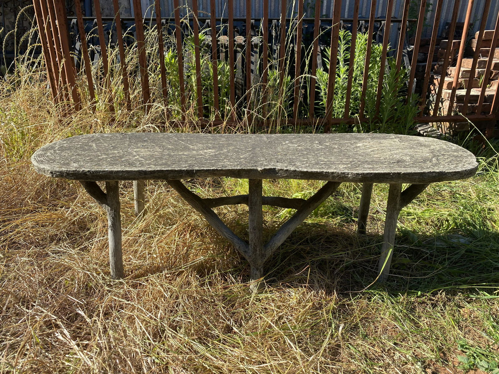 Faux Bois Concrete Rounded Bench (1 of 4)