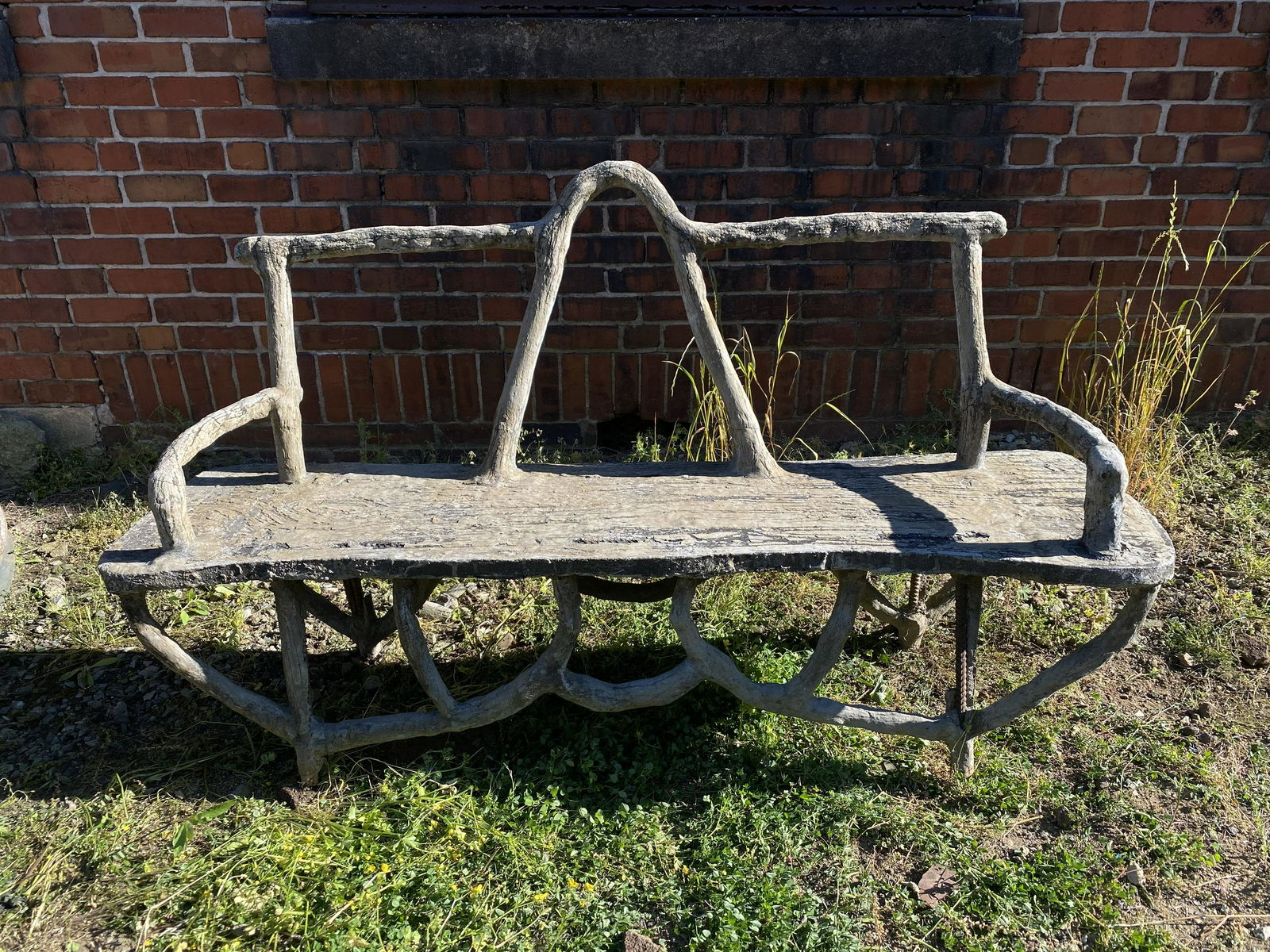 Faux Bois Concrete Triangular Form Bench (1 of 4)