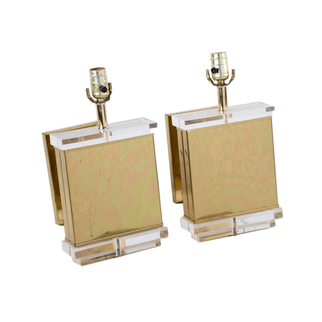 Pair of Hollywood Regency Brass and Lucite Sconces (1 of 9)