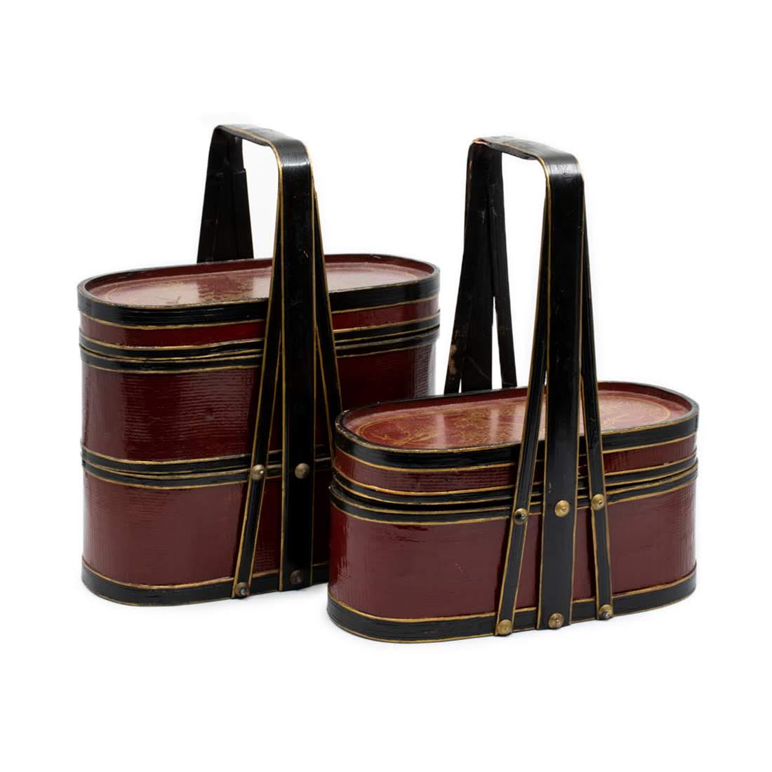 Pair of Stacked Wooden Asian Bento Boxes (1 of 8)