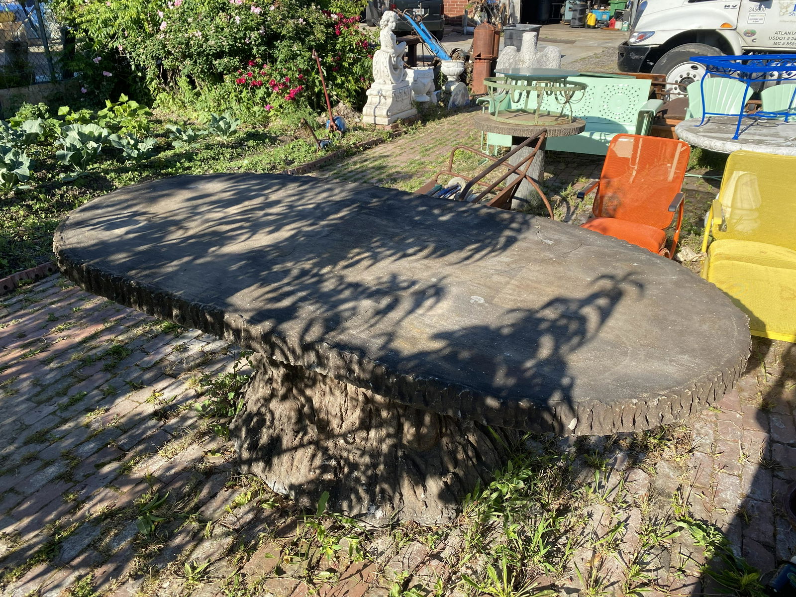 Large Faux Bois Concrete Oval Table (1 of 7)