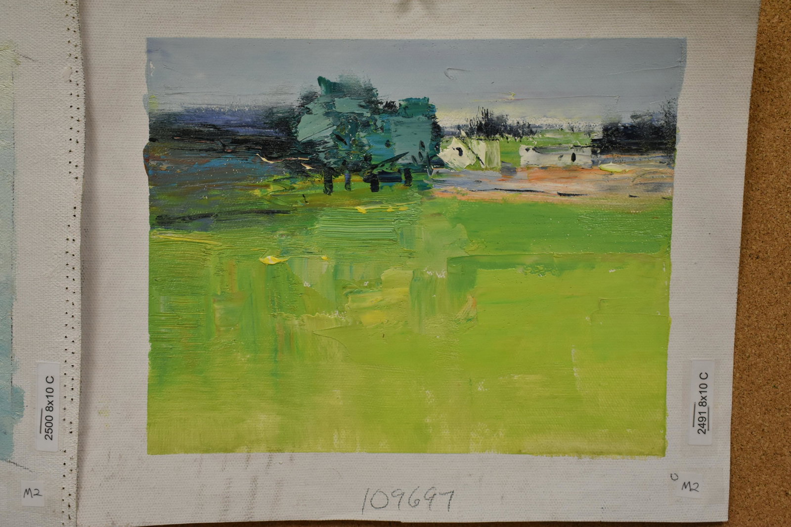 Tom Dinte O/C Abstract Landscape: An oil on canvas painting of an abstract landscape by Tom Dinte. It is presented in a wooden frame. Frame ID LP7515G1A.