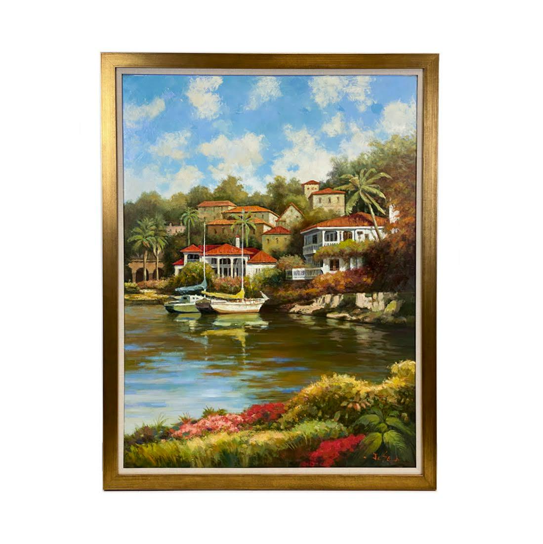 J.C. Seo O/C Florida Harbor Scene: FLORIDA HARBOR SCENE-VERTICAL LJ83878L2B