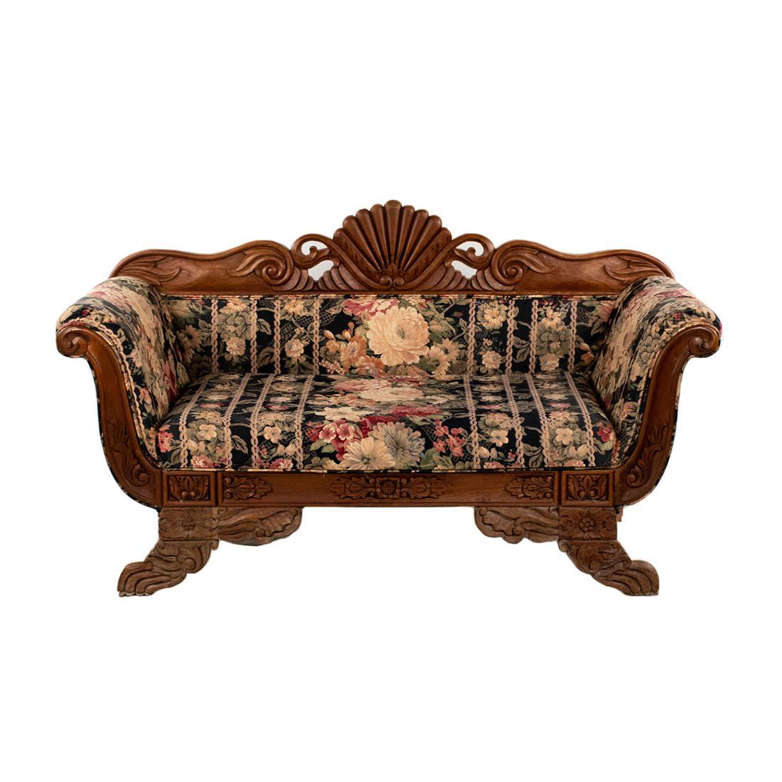 Victorian Shell Carved Medallion Back Settee (1 of 14)