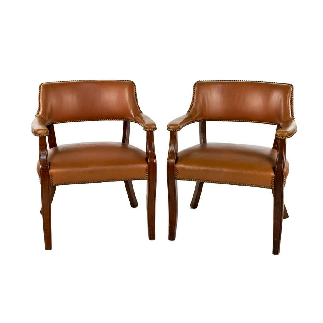 Mid Century Leather Ephraim Marsh Library Armchairs (1 of 16)
