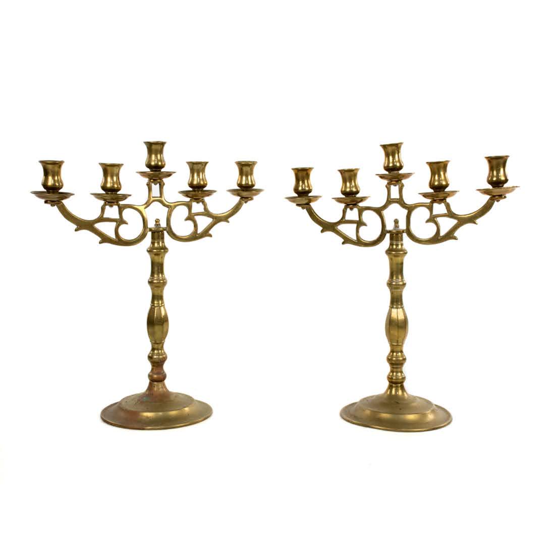 5 Candle Brass Candelabra Set (1 of 9)