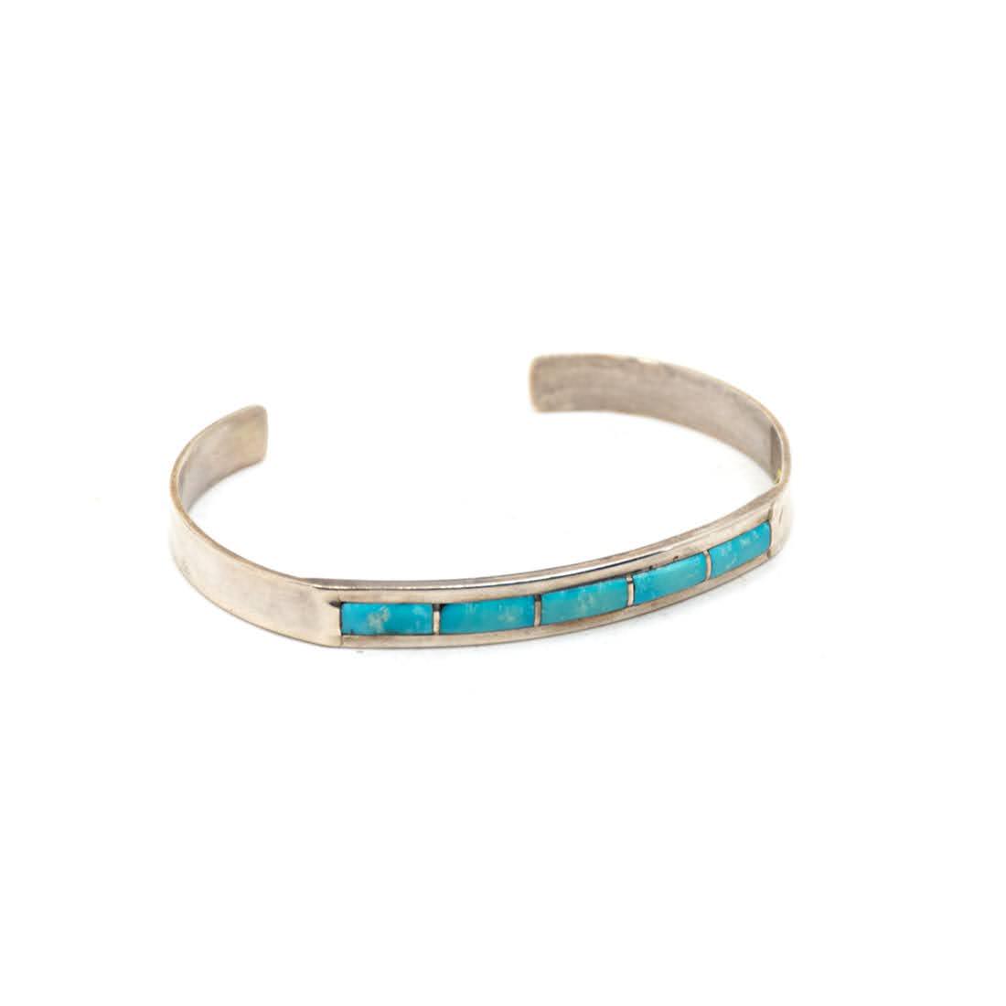 Zuni Turquoise Inlay Sterling Silver Bracelet B. (1 of 4)