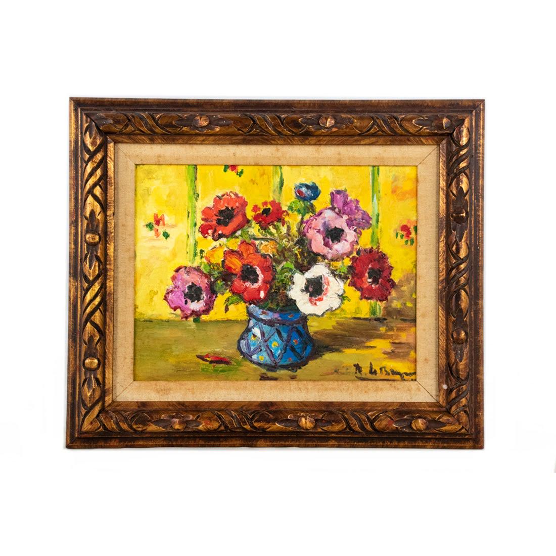 Floral Still Life Oil on Canvas Painting by Robert Le (1 of 7)
