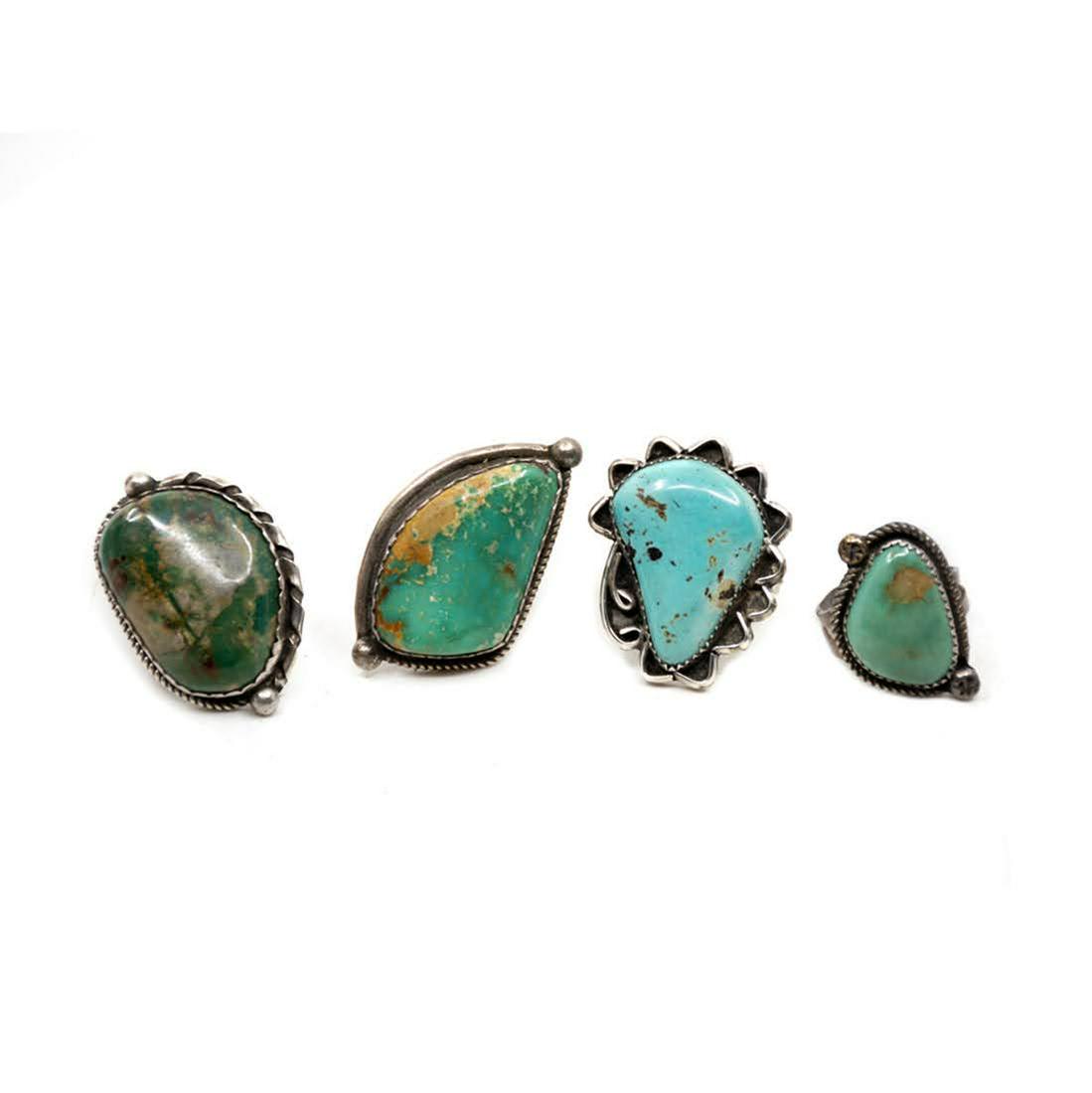 Group of 4 Sterling Silver and Turquoise Native (1 of 5)