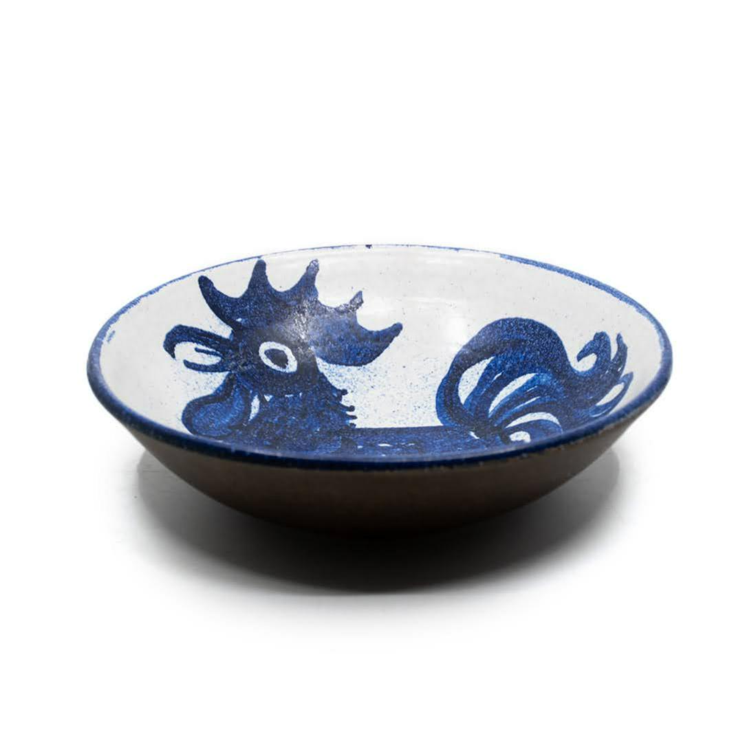 Handmade Blue and White Rooster Earthenware Dish (1 of 9)