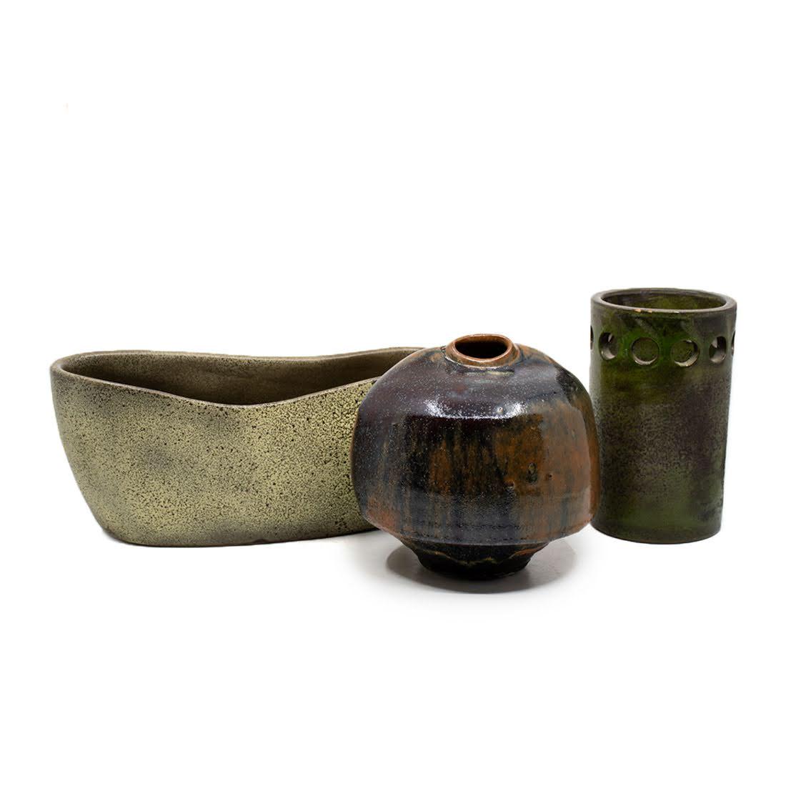 American and Italian Stoneware Art Pottery Group of 3 (1 of 13)