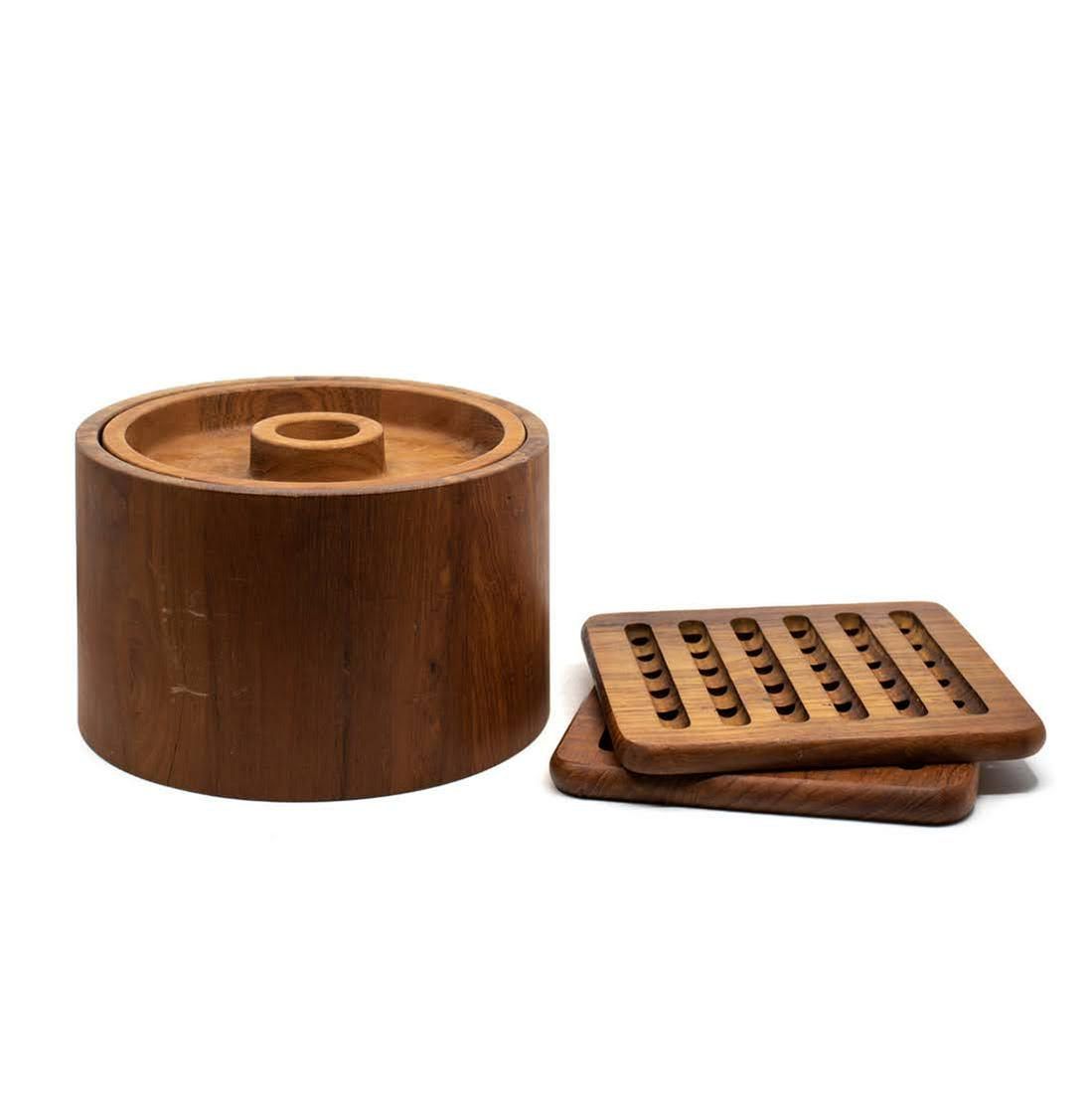 Dansk Teak Ice Bucket and Danish Modern Trivets (1 of 10)