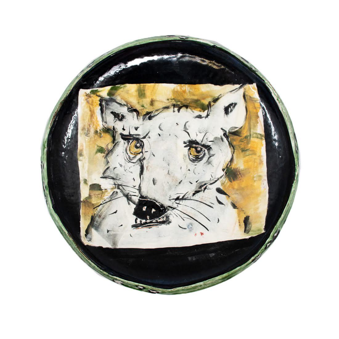 Ron Meyers Pictorial Ceramic Hand Thrown Coyote Plate (1 of 5)