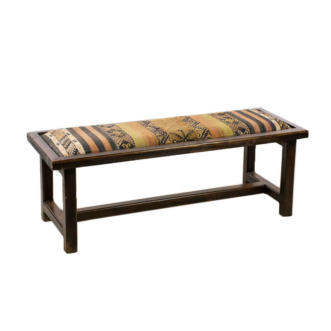 Vintage Kilim Upholstered Wooden Bench (1 of 10)