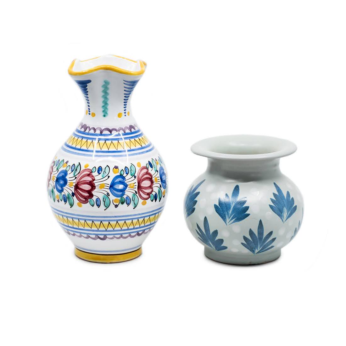 Set of 2 MODRA Ceramic Vase with Blue & White Vase (1 of 9)