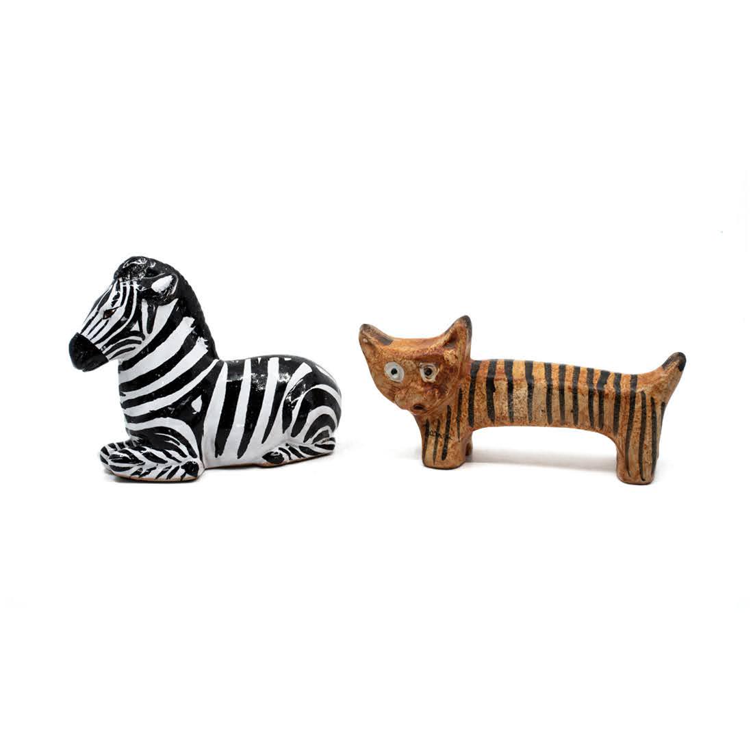 Group of 2 Italian Porcelain Zebra and Tiger Figurines (1 of 9)