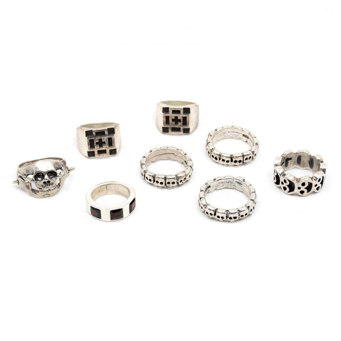 Group 8 Silver Skeleton and Cross Banded Rings (1 of 6)