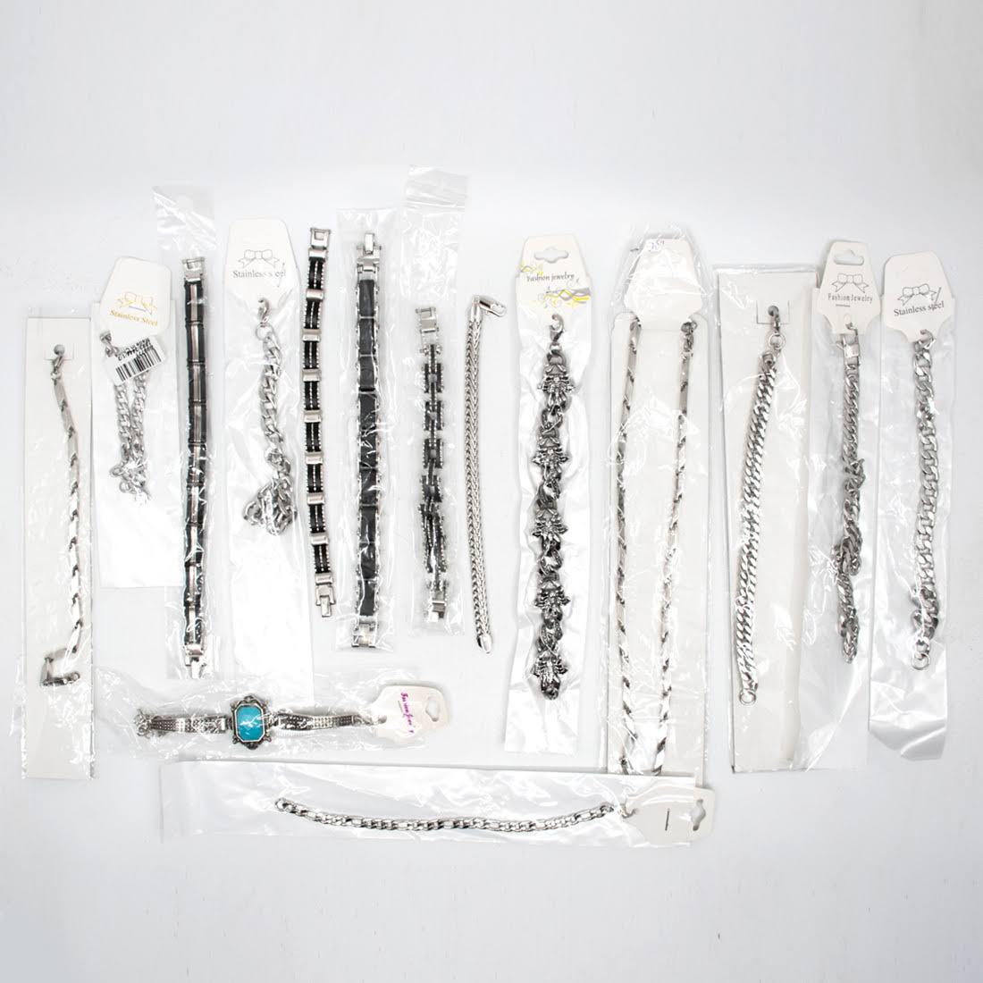 Group of 15 Stainless Steel Link Chain Bracelets (1 of 5)