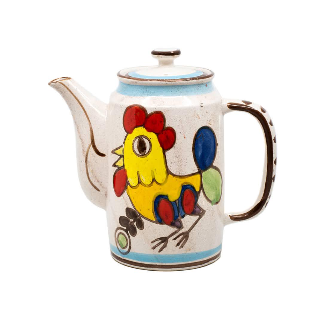 Mann Arte de Ceramica Hand Painted Rooster Tea Kettle (1 of 10)