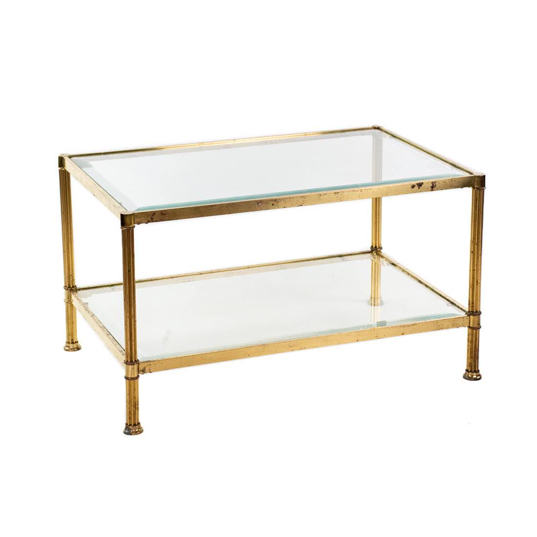 Mid-Century Modern Two Tier Brass Coffee Table (1 of 9)