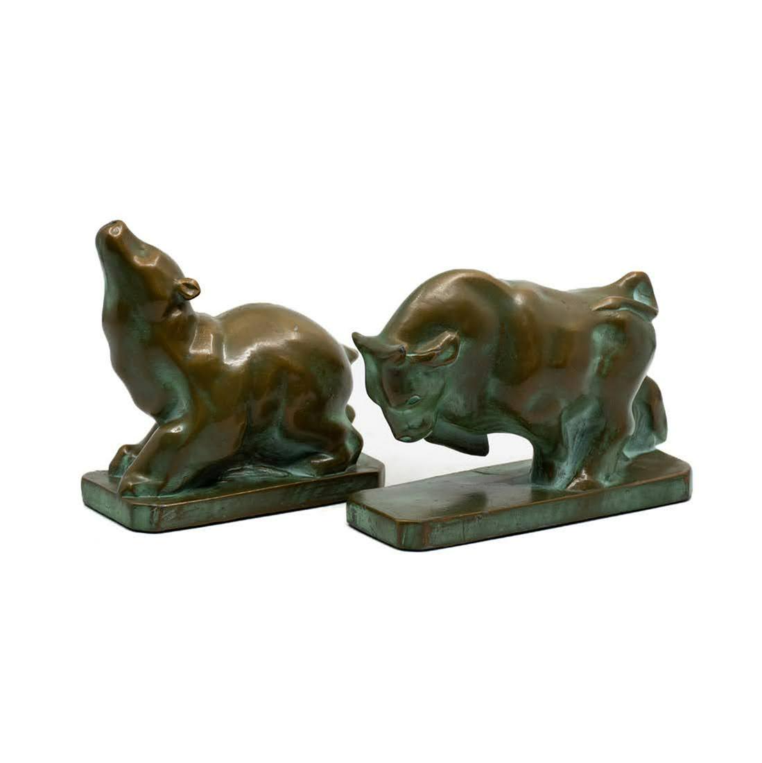 Group of 2: Bronze Bull & Bear Figurines (1 of 9)