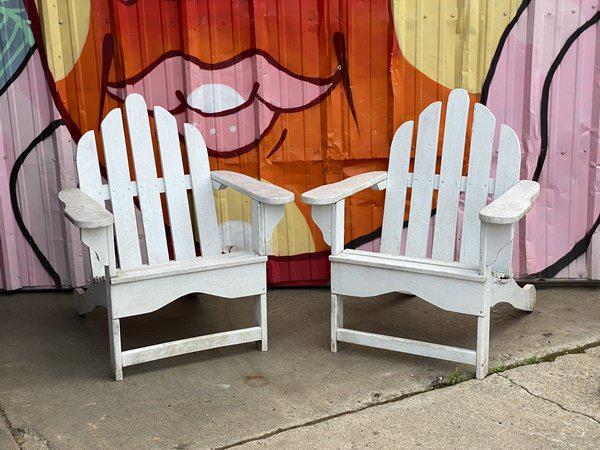 Outdoor White Painted Adirondack Chairs - A Pair (1 of 8)