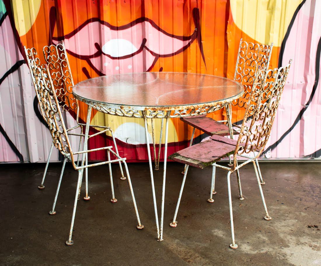 Arthur Umanoff Wrought Iron Bistro Table and Chairs Set (1 of 17)