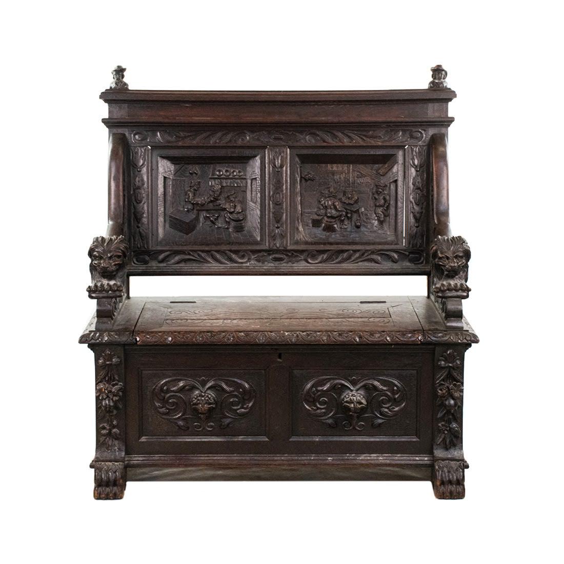 Italian Carved Figural Hall Bench (1 of 18)