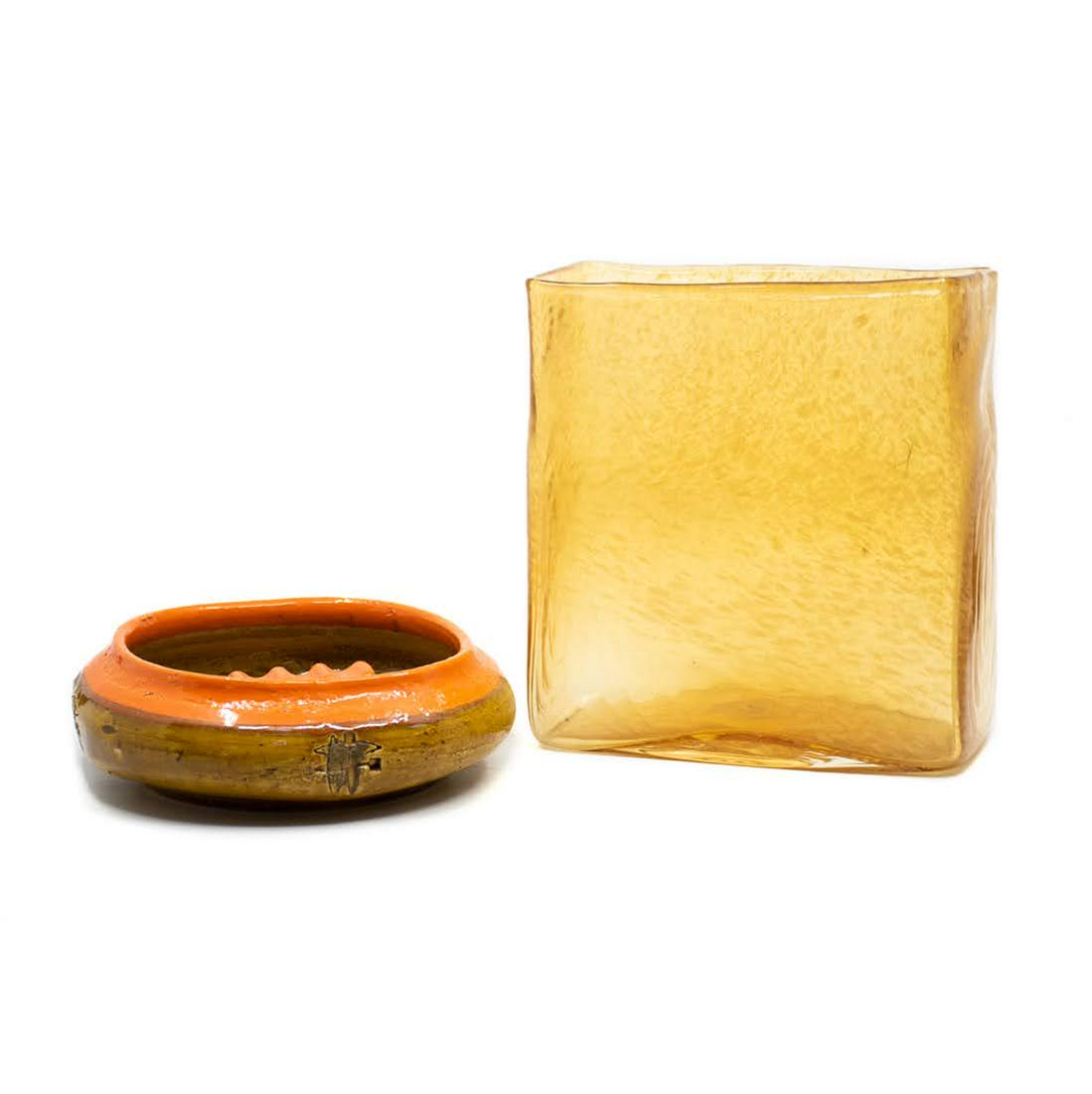 Orange Italian Ashtray & Staedtler Mouth Blown Vase (1 of 13)