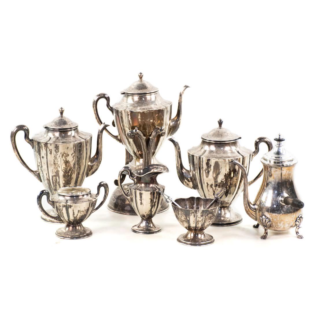9 Piece Mexican Sterling Silver Coffee/Tea Service (1 of 9)