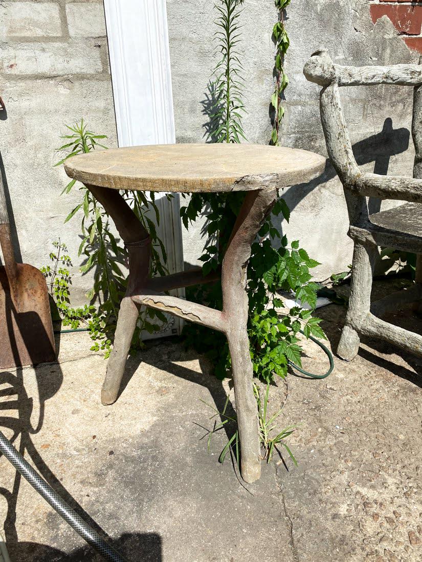 Faux Bois Concrete Tripod Base Side Table (1 of 5)