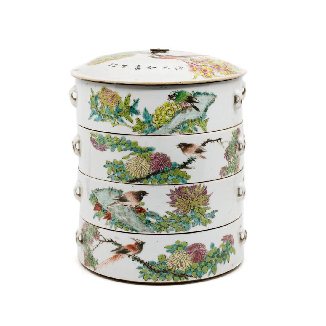 19th C. Famille Rose Raised Enamel Porcelain Stacking (1 of 10)