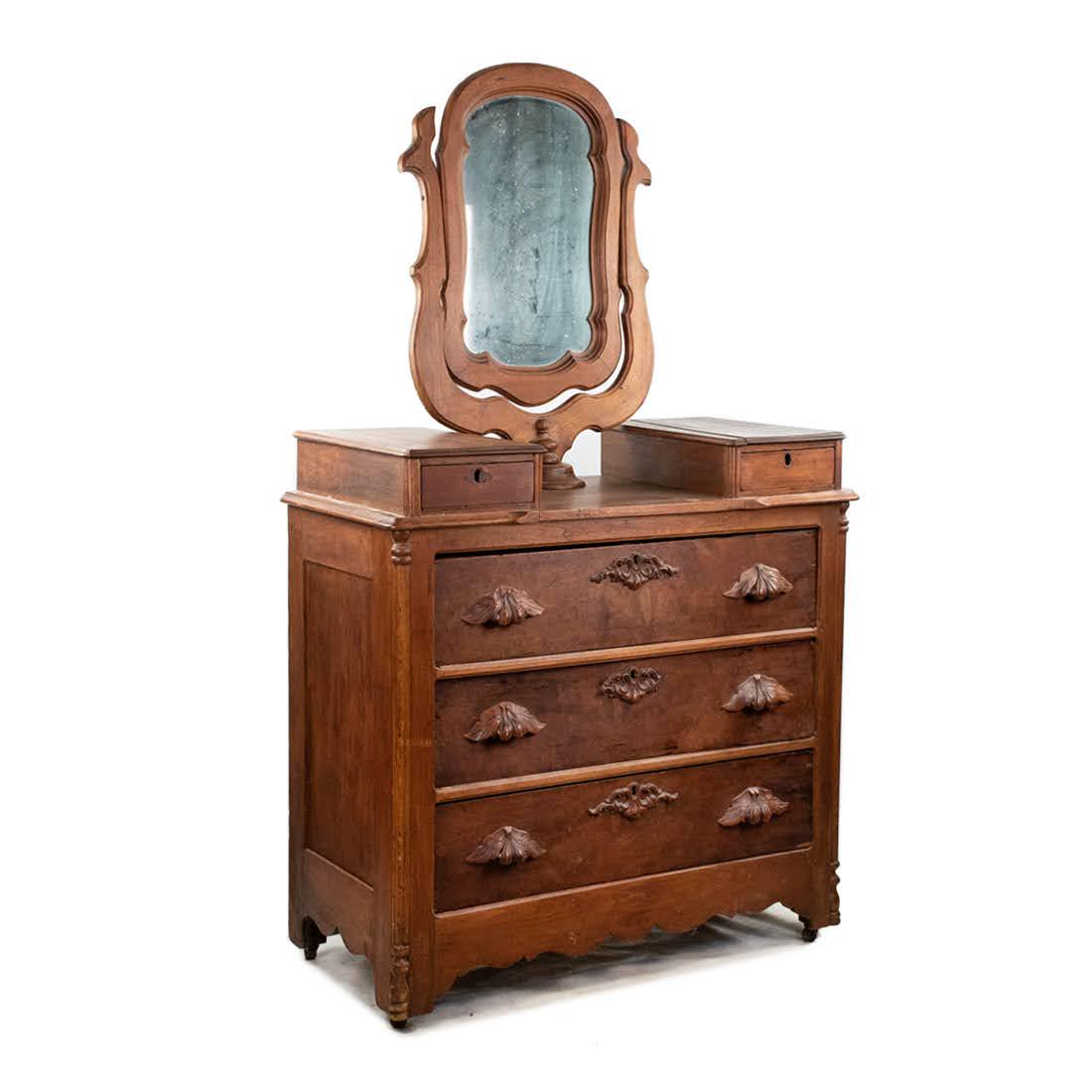 Edwardian English Mirrored Walnut Dresser (1 of 20)