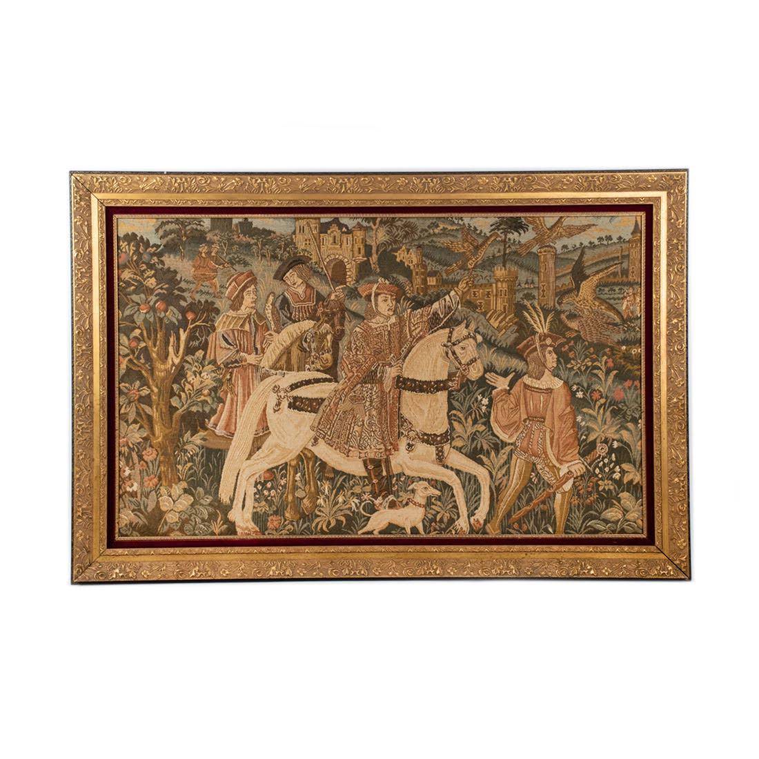 French Renaissance Style Hawk Hunt Hanging Tapestry (1 of 12)