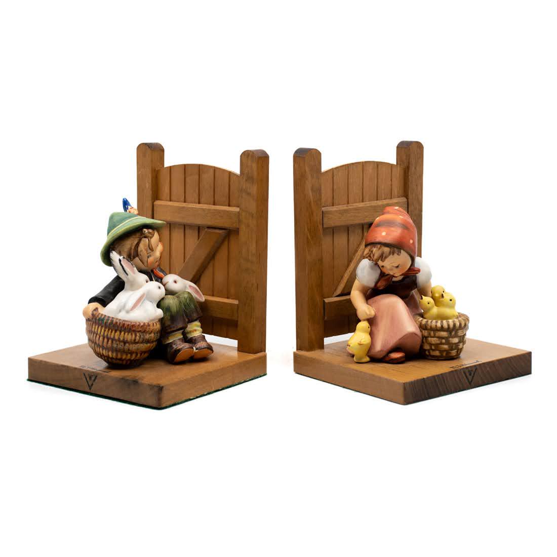 Goebel Hummel Playmates 61A and Chick Girl 61B Bookends (1 of 9)
