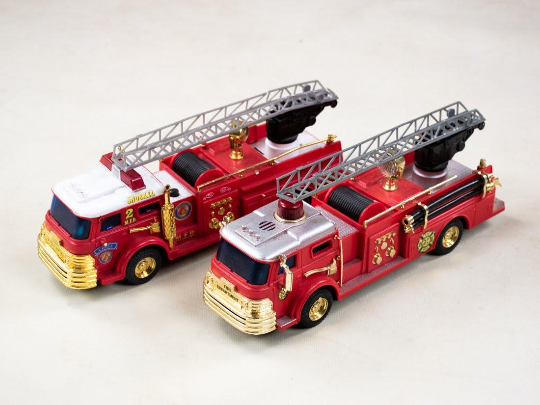 2 "New Bright" Molded Plastic Fire Trucks (1 of 3)