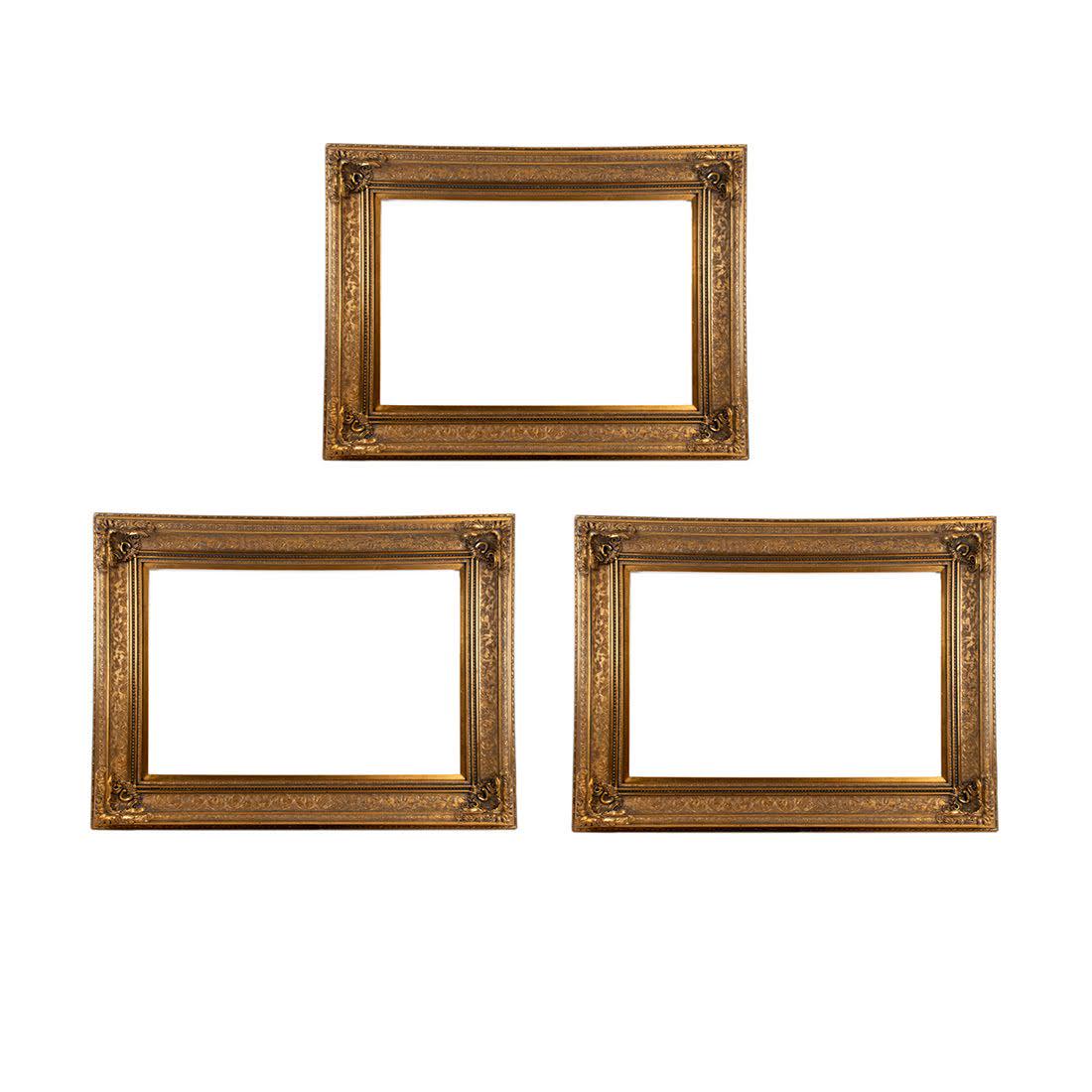 Set of 3 Ornate Gilt Carved Wood Horizontal Frames (1 of 5)