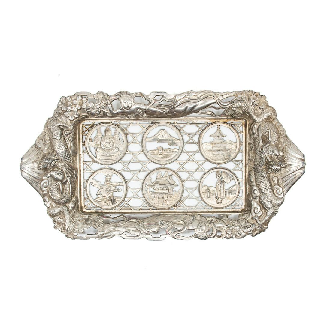 Silver Plated Decorative Japanese Dresser Tray (1 of 8)