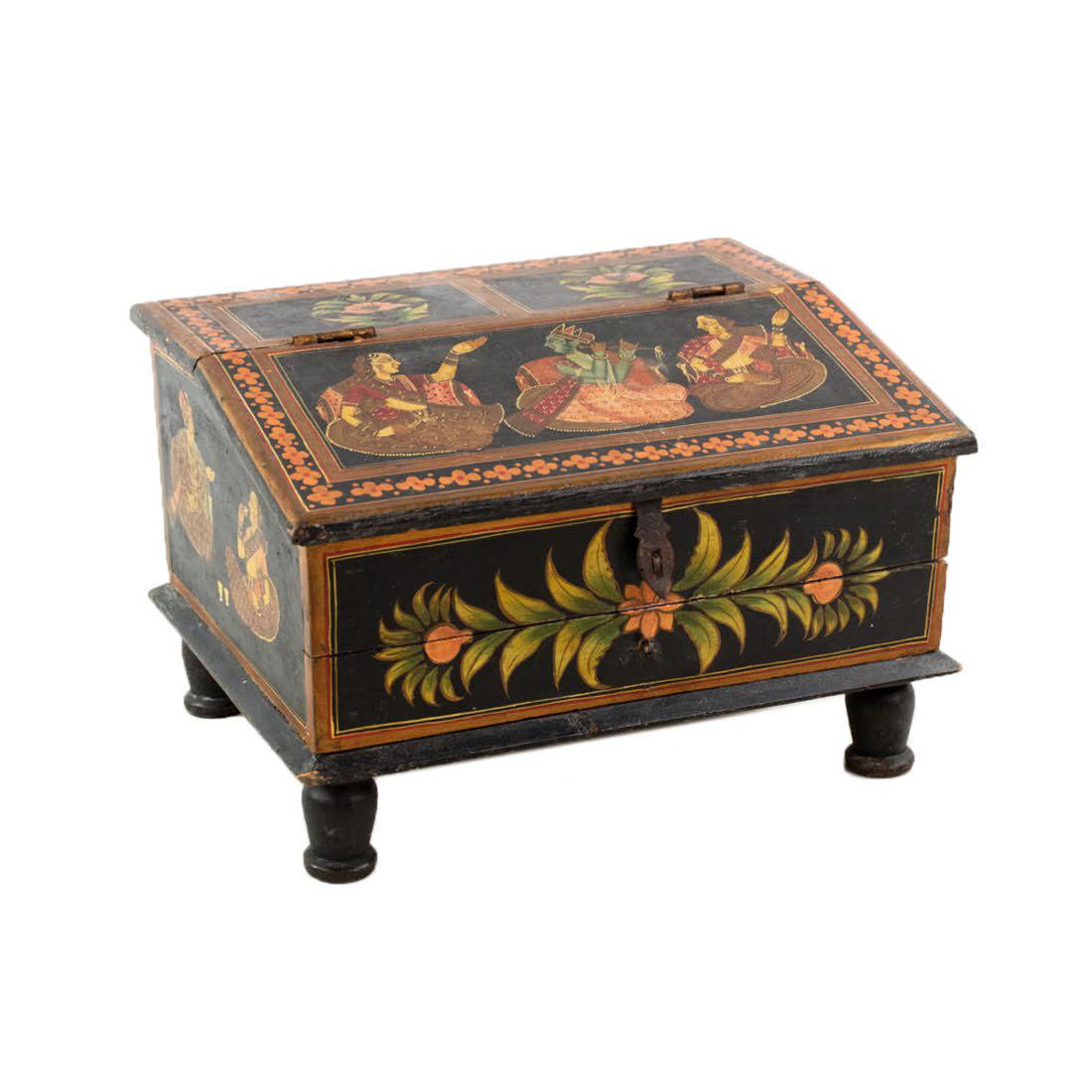 Vintage Indian Mughal Painted Dowry Box (1 of 8)